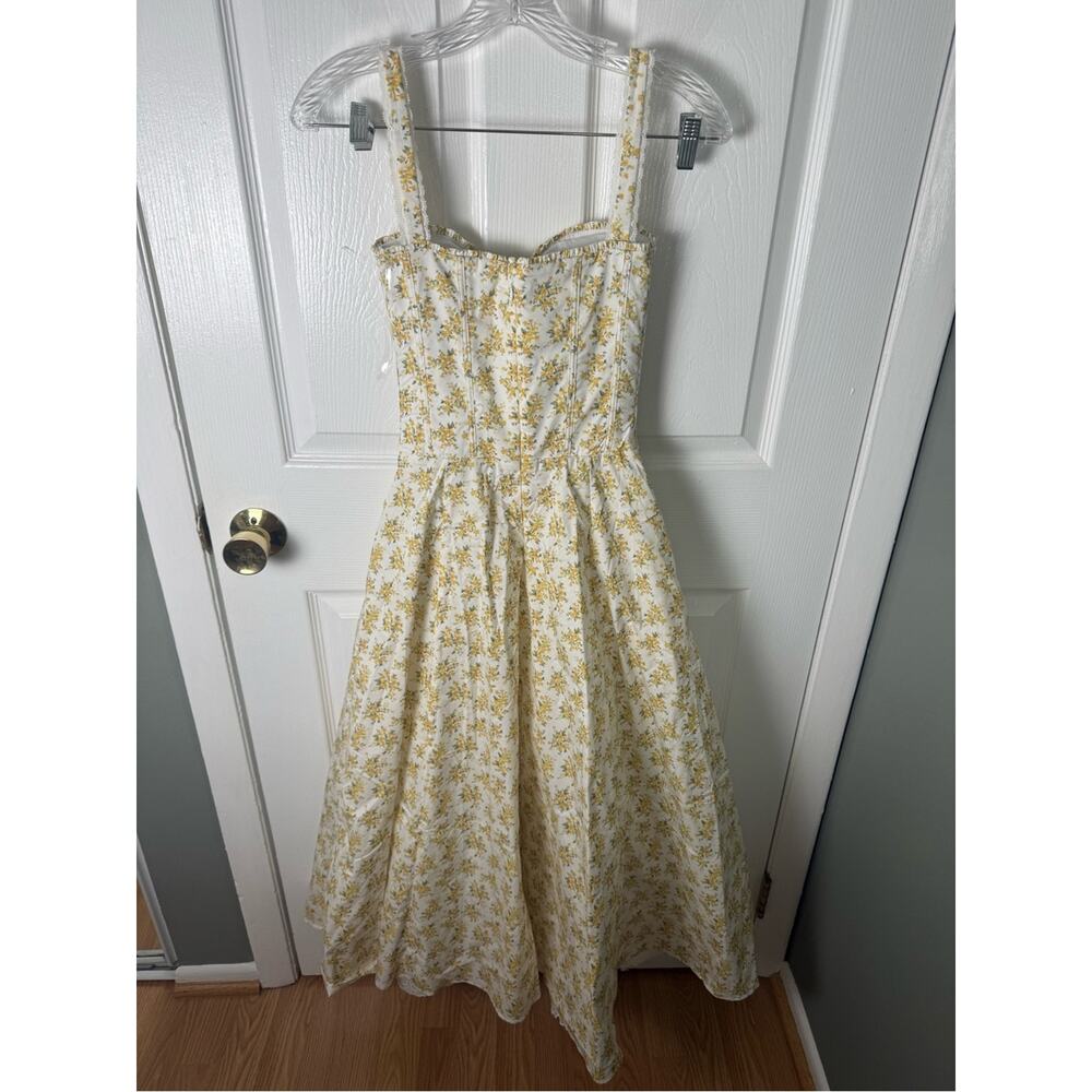 House of CB Rosalee White Vintage Floral Print Cotton Bustier Sundress XS - Picture 8 of 12